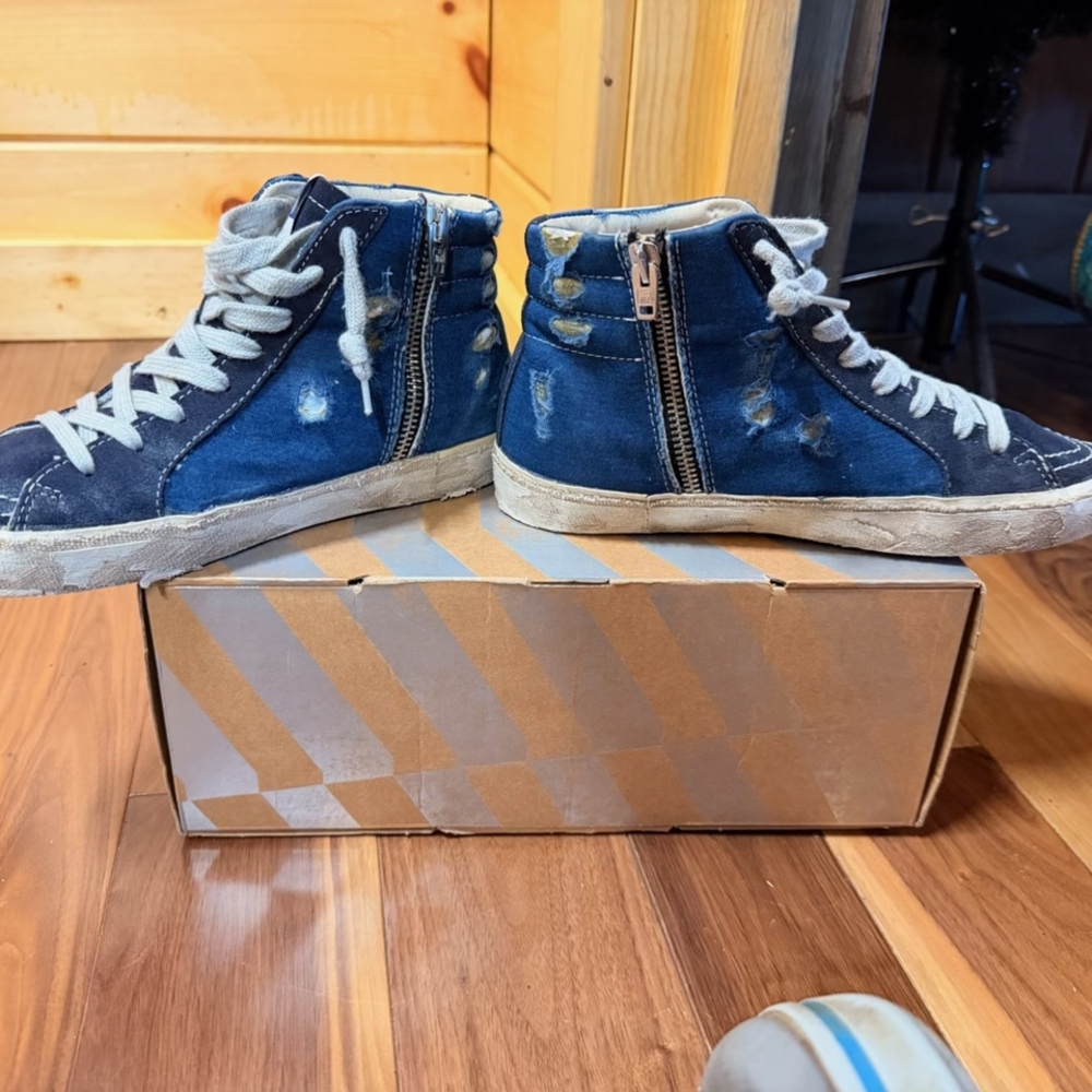 Golden Goose Navy Blue High-Top Women's Sneakers - Picture 3 of 10